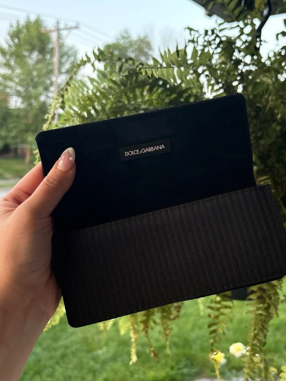 Dolce & Gabbana Black Pinstripe Eyewear Case